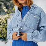 Casual Lapel Short Denim Coats Long Sleeve Single-Breasted Wholesale Clothing For Women