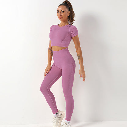 Running Fitness T Shirts & Leggings Seamless Yoga Suits Wholesale Activewear Sets