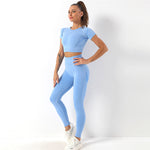 Running Fitness T Shirts & Leggings Seamless Yoga Suits Wholesale Activewear Sets