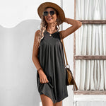 Sleeveless Solid Color Casual Commuter Round Neck Dress Wholesale Dresses