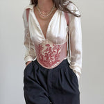 Printed Suspenders Irregular Fishbone Straps Corsets Wholesale Women'S Tops