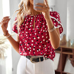 Polka Dot Commuter Round Neck Short Sleeve Blouses Wholesale Women'S Tops