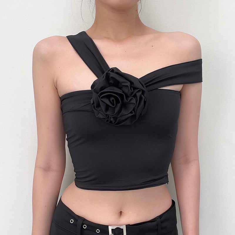 Three-Dimensional Flower Multi-Wear All-Match Crop Tops Wholesale Women'S Tops