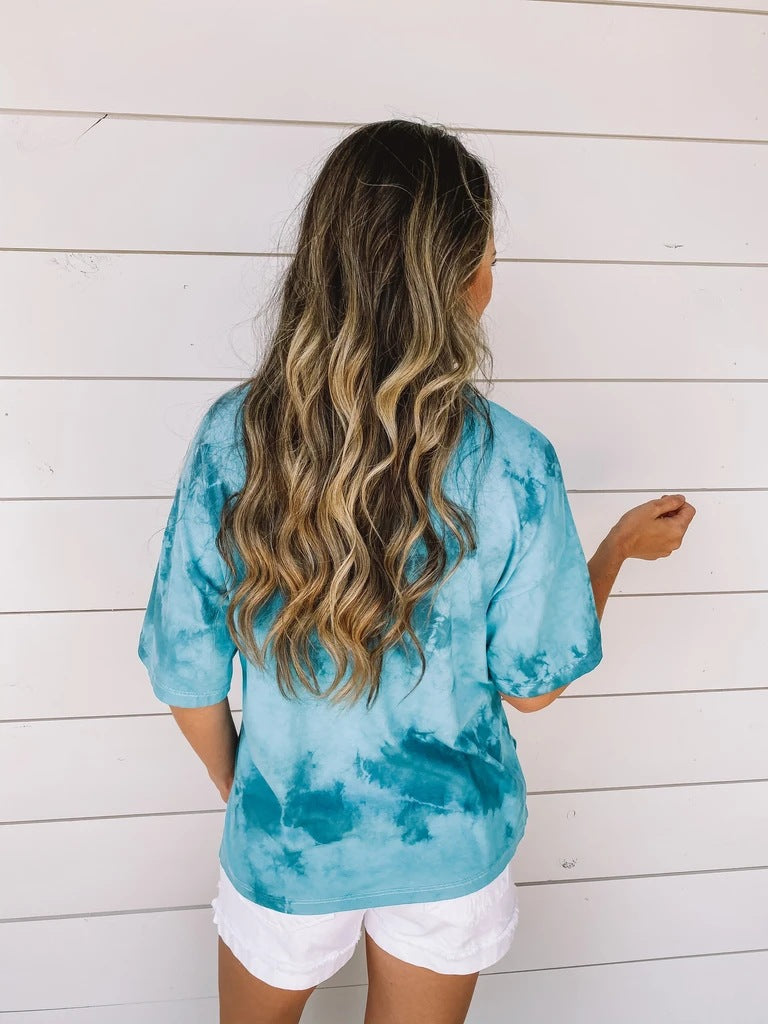 Summer Tie-Dye Printed Round Neck Short-Sleeve T-Shirt Wholesale Womens Tops