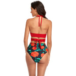 Cross Bandage Sexy Halterneck Bikini Split Swimsuit Wholesale Womens Swimwear
