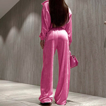 Zipper Jacket Wide-Leg Pants Sports And Leisure Two-Piece Suit Wholesale Women'S Clothing