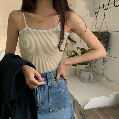 Solid Color Casual Knitted Ribbed Camisole Wholesale Womens Tops