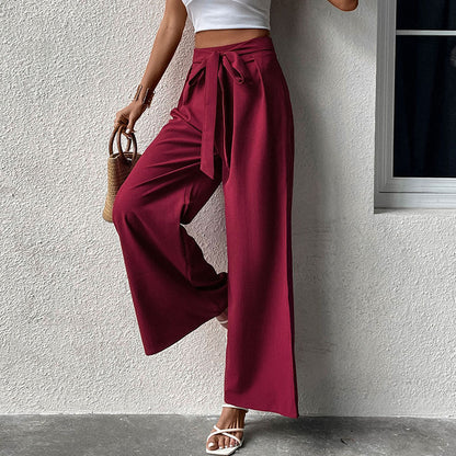 Lace-Up High Waist Wide-Leg Trousers Wholesale Women Pants