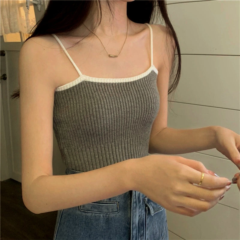 Solid Color Casual Knitted Ribbed Camisole Wholesale Womens Tops
