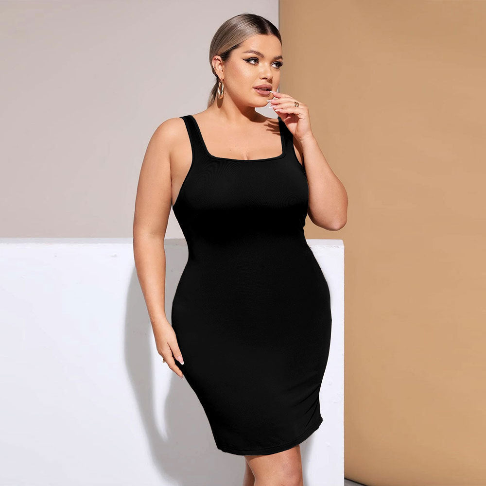 Wholesale Women'S Plus Size Clothing Backless Square Neck Sexy Suspender Dress