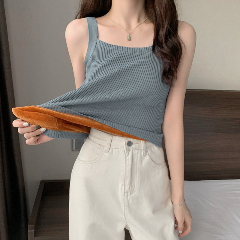 Sexy Solid Color Slim Fit Knitted Camisole Wholesale Womens Tops