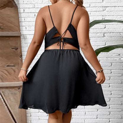 Wholesale Women'S Plus Size Clothing Sexy Backless Camisole Solid Color Dress