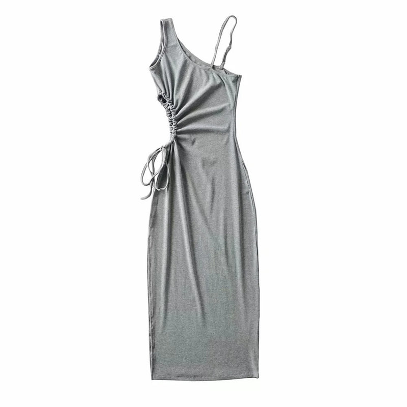 Sexy Asymmetrical Shoulder Straps Hollow Sling Dress Wholesale Dresses