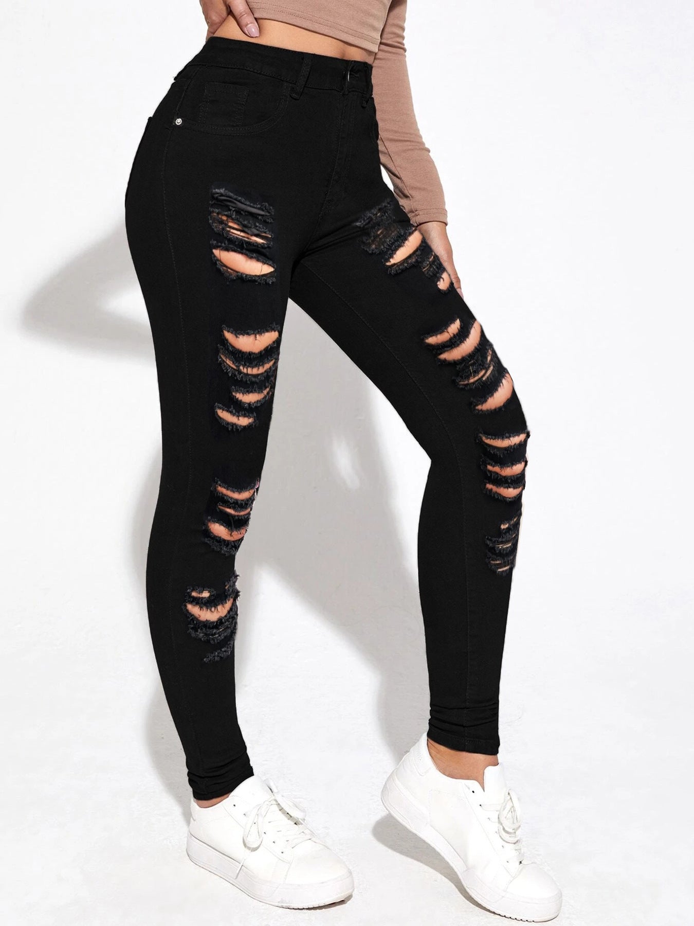 Low Waist Casual Street Fashion Personality Ripped Jeans Wholesale Women'S Bottom