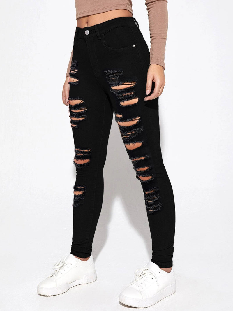 Low Waist Casual Street Fashion Personality Ripped Jeans Wholesale Women'S Bottom