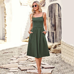 Pleated Suspender Temperament Commuter Solid Color Dress Wholesale Dresses