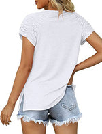 Fashion Solid Color V-Neck Short-Sleeved Split T-Shirt Wholesale Womens Tops