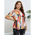 Wholesale Women'S Plus Size Clothing Round Neck Splicing Color Loose Breathable Top