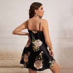 Floral Print Low Cut Nightdress Curvy Pajamas Wholesale Plus Size Clothing