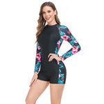 Zipper Flower Sleeve Sun Protection Surf One-Piece Swimsuit Wholesale Women'S Clothing
