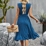 Asymmetric Hollow Commuter Sleeveless Solid Color Dress Wholesale Dresses