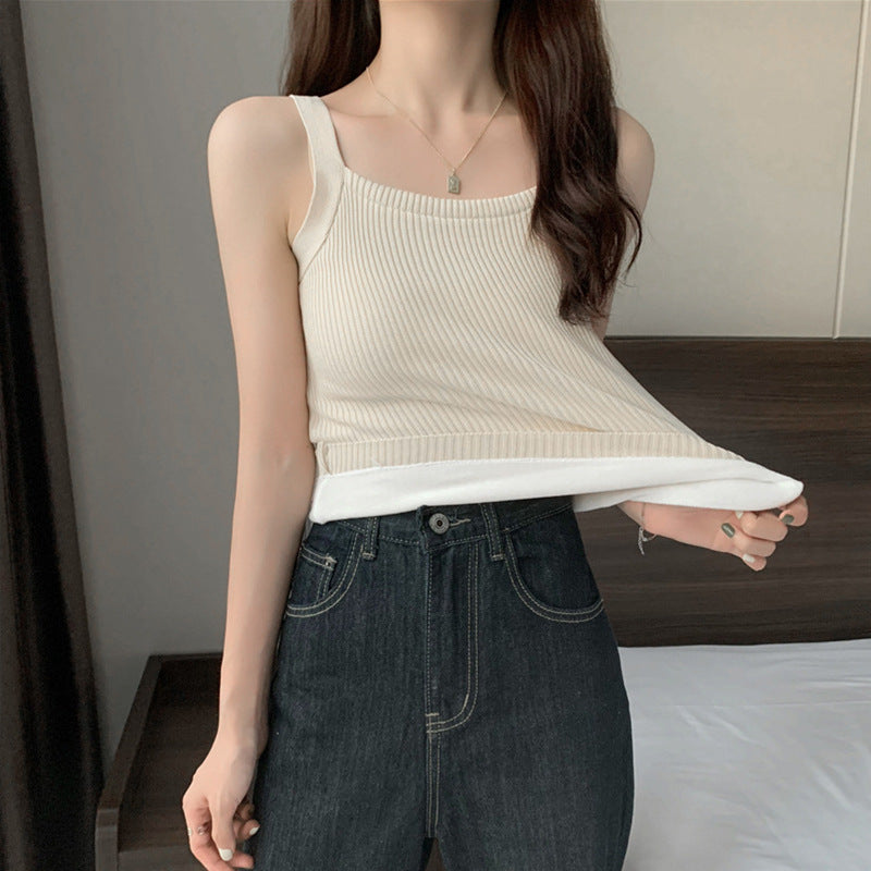 Sexy Solid Color Slim Fit Knitted Camisole Wholesale Womens Tops