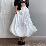 Bud Satin Texture High Waist Solid Color A-Line Skirt Wholesale Women'S Bottom