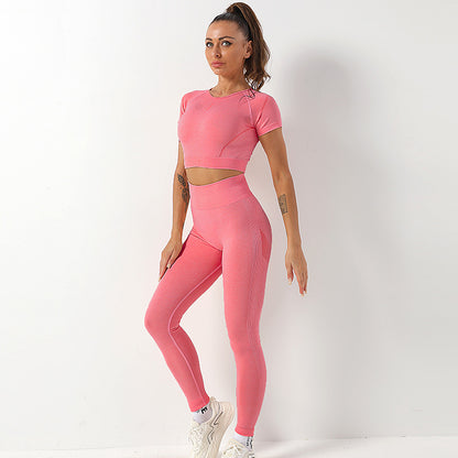 Running Fitness T Shirts & Leggings Seamless Yoga Suits Wholesale Activewear Sets