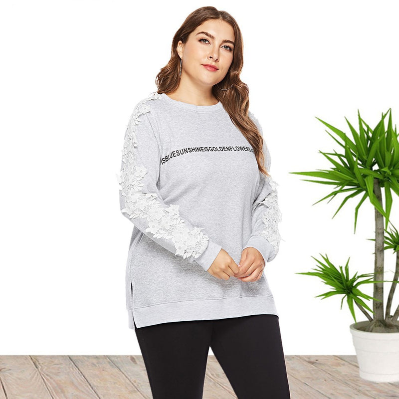 Round Neck Printed Long-Sleeve Sweatshirts Wholesale Plus Size Clothing