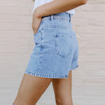 Street Style Solid Color Irregular Fake Two Pieces Denim Shorts Wholesale Womens Clothing