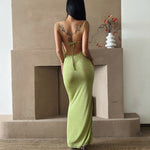 Sexy Solid Color Backless Slim Suspender Dress Wholesale Dresses