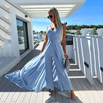 Solid Color Deep V Wide-Leg Suspenders Sleeveless Jumpsuit Wholesale Women'S Clothing