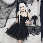 Gothic Punk Dark Style Jacquard Slim-Fit Lace Suspender Dress Wholesale Dresses