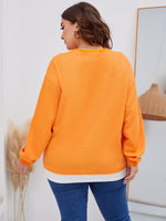 Wholesale Women'S Plus Size Clothing Contrast Stitching Casual Loose Long-Sleeved Sweatshirt