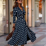 Fashion Long Sleeve Polka Dot Slim Elegant Dress Wholesale Dresses