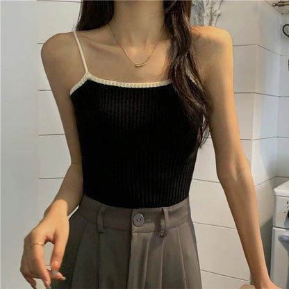 Solid Color Casual Knitted Ribbed Camisole Wholesale Womens Tops