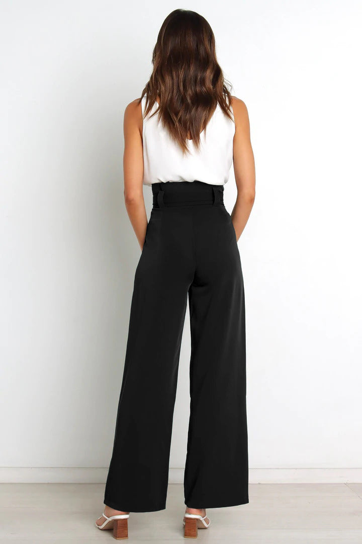 Office Women Tie-Up Business Trousers With Belts Wholesale Pants