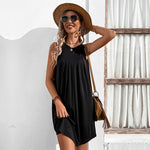 Sleeveless Solid Color Casual Commuter Round Neck Dress Wholesale Dresses