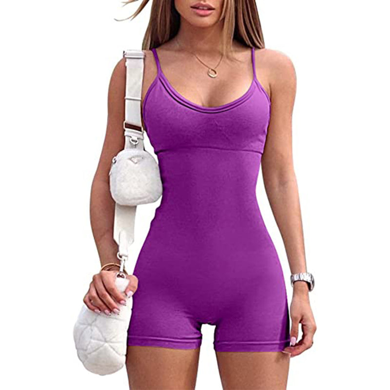Tight Slimming Solid Color Suspenders Playsuit Wholesale Women'S Clothing