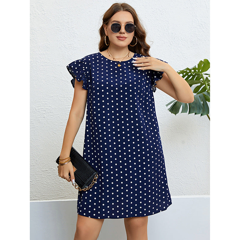 Fashion Polka Dot Print Ruffle Sleeve Dress Wholesale Dresses