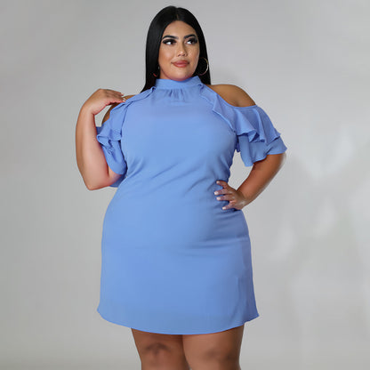 Off Shoulder Ruffled Curvy Dresses Wholesale Plus Size Clothing