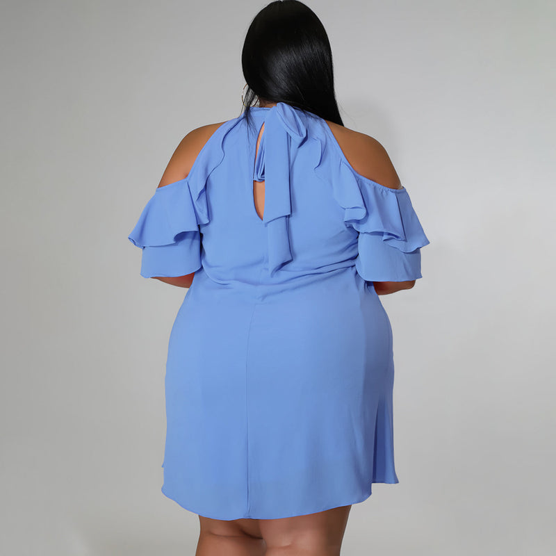 Off Shoulder Ruffled Curvy Dresses Wholesale Plus Size Clothing