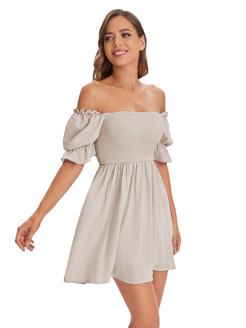 Square Collar Solid Color Short Sleeve Casual Doll Dress Wholesale Dresses