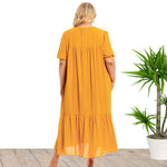 Wholesale Women'S Plus Size Clothing Square Neck Solid Color Short Sleeve Loose Dress