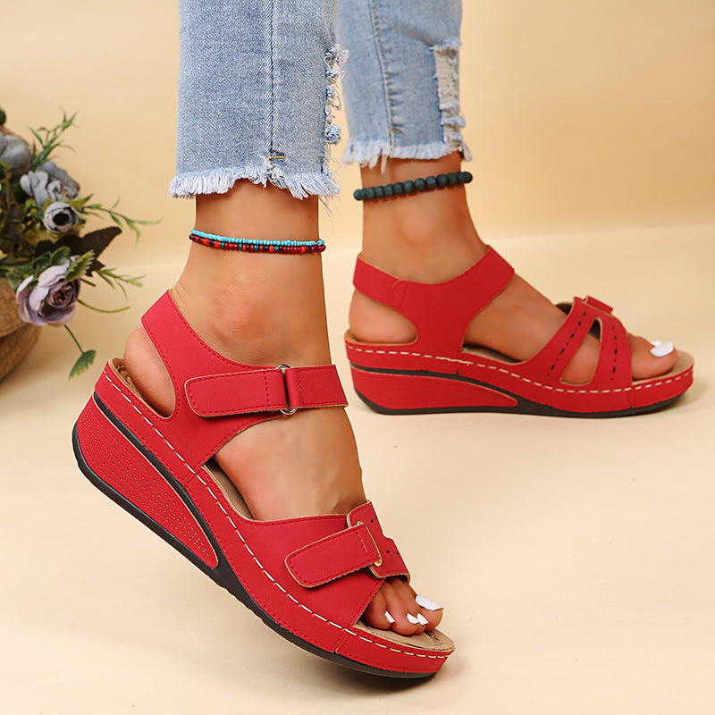 Casual Fish Mouth Velcro All-Match Roman Style Sandals Wholesale Women'S Accessories