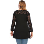 Wholesale Women'S Plus Size Clothing Solid Color Lace Stitching Long Sleeve V Neck Blouses