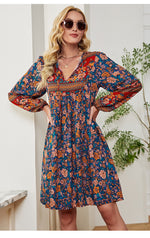 Printed Long Sleeve Loose Boho Dresses Wholesale Bohemian Dress For Women