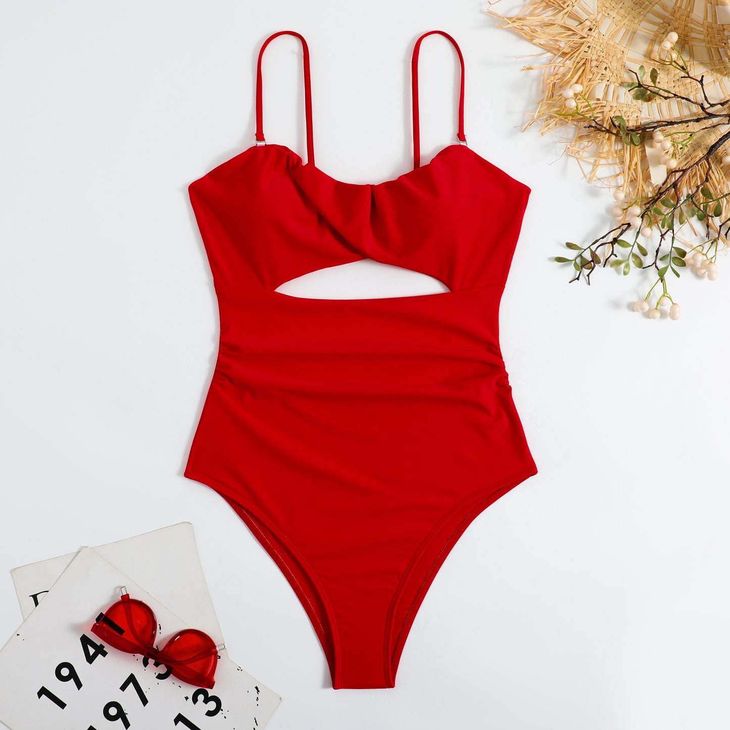 Sexy Solid Color Twist One Piece Swimsuit Wholesale Womens Swimwear