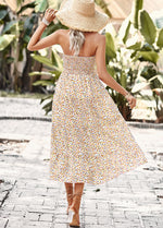 Off-The-Shoulder Slim Slit Bohemian Tube Top Floral Dress Wholesale Dresses