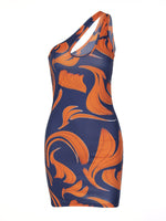 Printed Sexy One Shoulder Pack Hip Dress Wholesale Bodycon Dresses